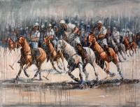 Naeem Rind, 32 x 46 Inch, Acrylic on Canvas, Horse Painting, AC-NAR-069